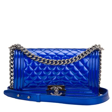 chanel metallic blue bag|chanel blue fabric bag.